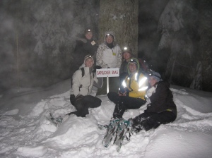Snowshoeing in the dark on Cypress 